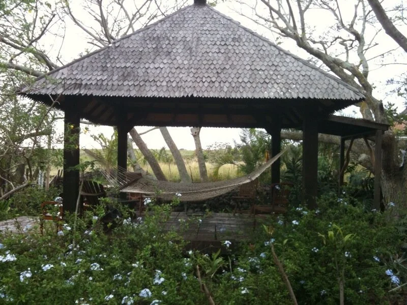 Hale Kai, a shelter amid the trees at Kipukamaluhia Sanctuary